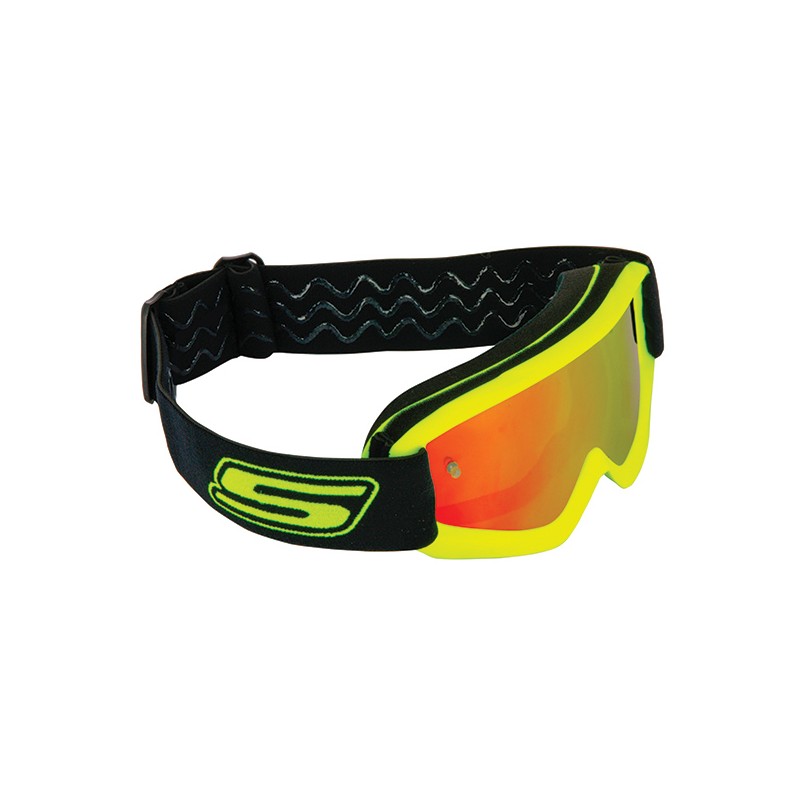 Maschera Cross Eco Kid Giallo Fluo - Elastico Giallo Fluo - Visiera Iridio e Tra