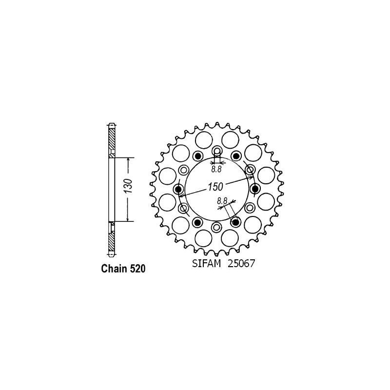 Corona 125 Rx R 1991 - 520 - 45 Denti - Simile a JTR245/2