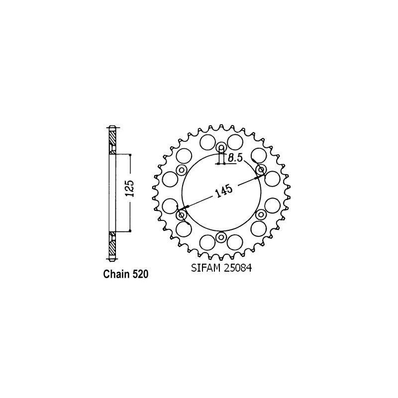 Corona 125 Tamanaco 1988-1991 - 520 - 40 Denti - Simile a JTR698