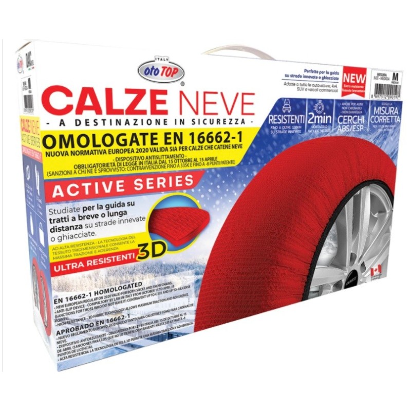 CALZE NEVE ACTIVE SERIES, rosse, omologate EN 16662-1 Misura XS