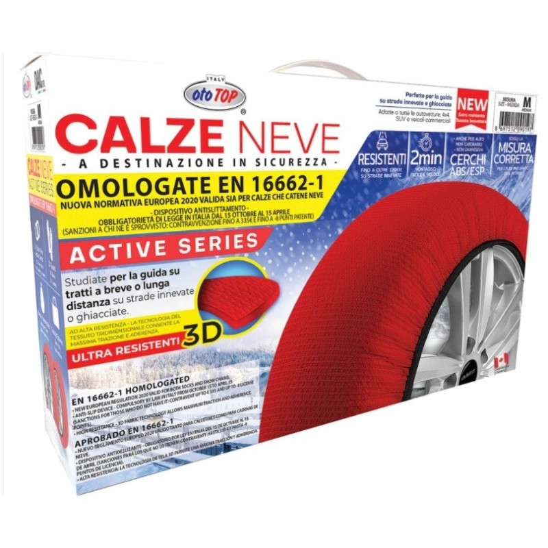 CALZE NEVE ACTIVE SERIES, rosse, omologate EN 16662-1 Misura XS